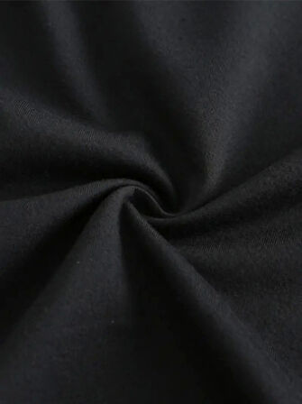 TUA MODA Baskılı Oversize Bisiklet Yaka T-shirt - Siyah