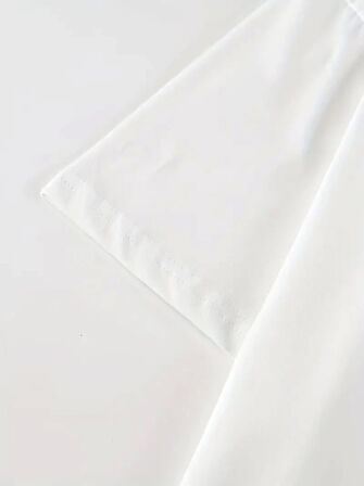 TUA MODA Baskılı Oversize Bisiklet Yaka T-shirt - Beyaz