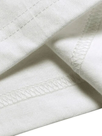 TUA MODA Baskılı Oversize Bisiklet Yaka T-shirt - Beyaz