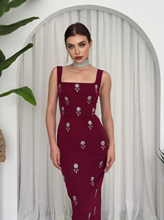 TUA MODA Ners Taş Detaylı Elbise