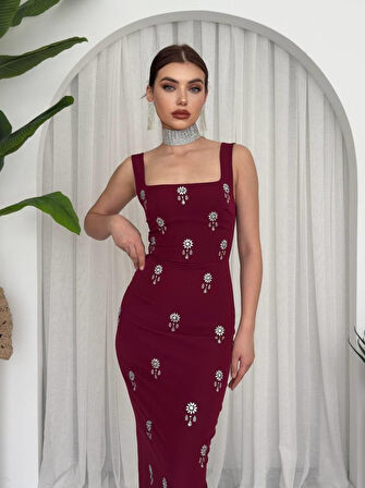 TUA MODA Ners Taş Detaylı Elbise