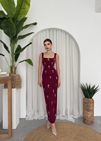 TUA MODA Ners Taş Detaylı Elbise