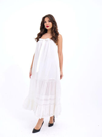 TUA MODA 6847 ELBİSE-BEYAZ