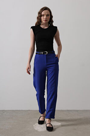 TUA MODA Kemerli Havuç Pantolon - Saks