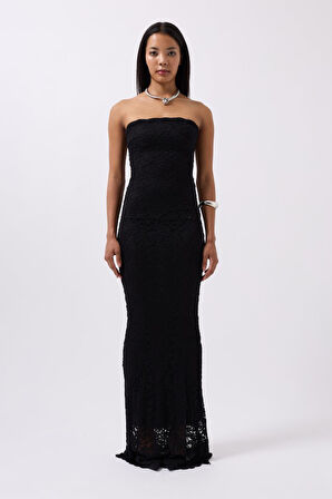 TUA MODA Straplez Dantel Maxi Elbise