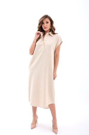 TUA MODA 7451 ELBİSE-BEJ