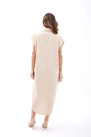 TUA MODA 7451 ELBİSE-BEJ