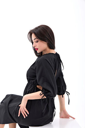 TUA MODA 6774 ELBİSE-SİYAH