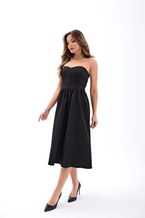 TUA MODA 7313 ELBİSE-SİYAH