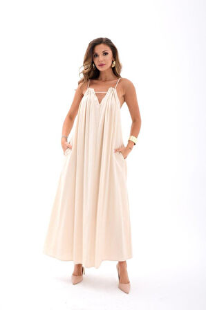 TUA MODA 7310 ELBİSE-BEJ