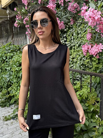 TUA MODA Kadın Askılı Yuvarlak Yaka Viskon Iki Iplik Bluz Ve Eşofman Altı Ikili Takım