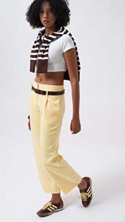 TUA MODA Kemer Detay Yüksek Bel Pantolon