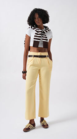 TUA MODA Kemer Detay Yüksek Bel Pantolon