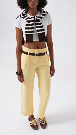 TUA MODA Kemer Detay Yüksek Bel Pantolon