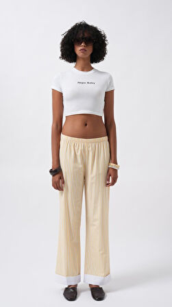 TUA MODA Paça Şerit Detay Çizgili Pantolon