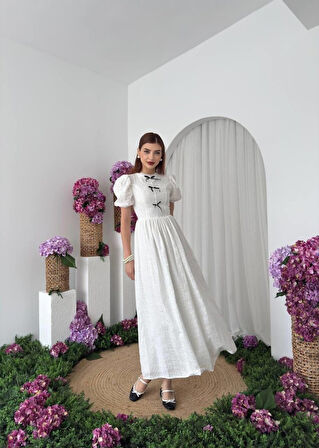 TUA MODA Gera Fiyonk Detaylı Elbise