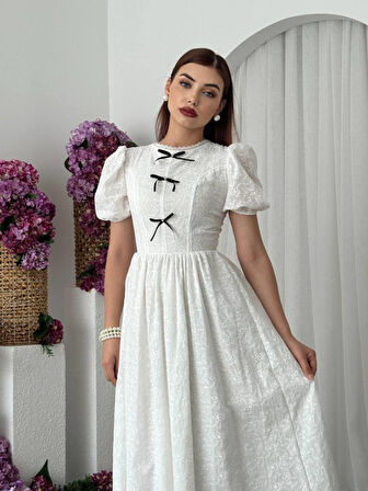 TUA MODA Gera Fiyonk Detaylı Elbise
