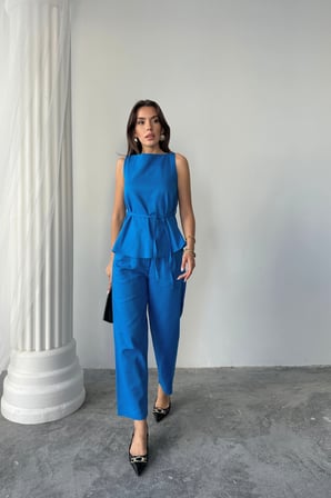 TUA MODA KETEN BLUZ - PANTOLON TAKIM MASSİMO MODEL  SCREAT KUMAŞ - Saks