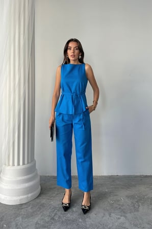TUA MODA KETEN BLUZ - PANTOLON TAKIM MASSİMO MODEL  SCREAT KUMAŞ - Saks