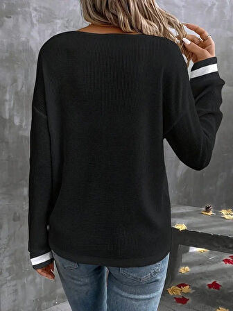 TUA MODA Kadın Uzun Kollu V Yakalı Waffle Bluz