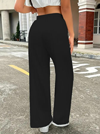 TUA MODA Kadın Yüksek Bel Bol Paça Bürümcük Pantolon