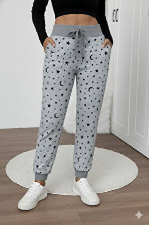 TUA MODA Kadın Yüksek Bel Bağcıklı Desenli Iki Iplik Pantolon