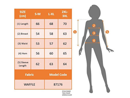 TUA MODA Kadın Uzun Kollu Kapşonlu önü Düğmeli Ve Bağcıklı Waffle Bluz