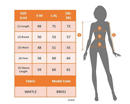 TUA MODA Kadın Uzun Kollu Yuvarlak Yaka Arkadan Düğmeli Waffle Bluz