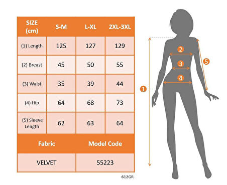 TUA MODA Kadın Uzun Kollu Bisiklet Yaka Midi Kadife Elbise