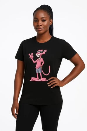 TUA MODA Bisiklet Yaka Kısa Kollu Baskılı T-shirt - Siyah