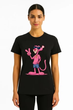 TUA MODA Bisiklet Yaka Kısa Kollu Baskılı T-shirt - Siyah