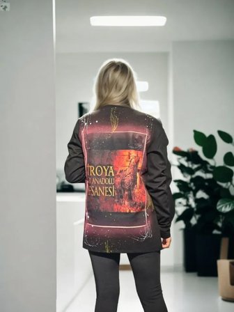 TUA MODA Unisex Bisiklet Yaka Uzun Kollu T-Shirt - Siyah