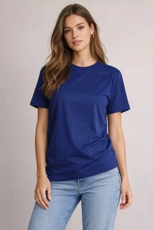 TUA MODA Osy Modal Yumuşak Dokulu Kumaş Bisiklet Yaka T-shirt - Lacivert