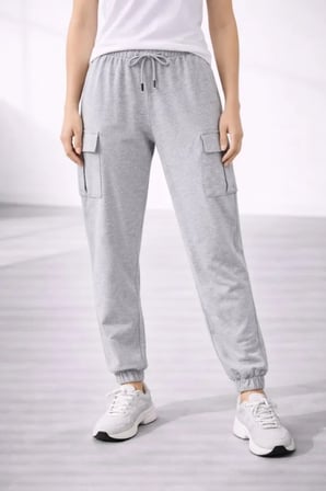 TUA MODA Jogger Eşofman Altı Rahat Kalıp, Kargo Cepli, Lastikli Paça, Günlük Spor Pantolon - Gri