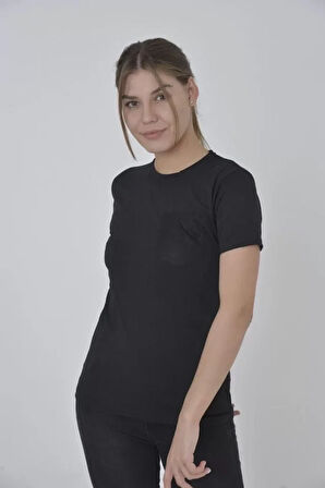 TUA MODA File Cepli Slim Fit T-shirt - Siyah