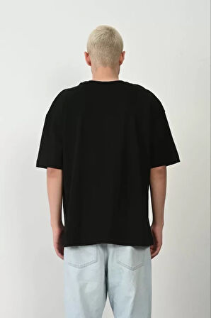 TUA MODA Unisex Basic Bisiklet Yaka Oversize T-Shirt - Siyah