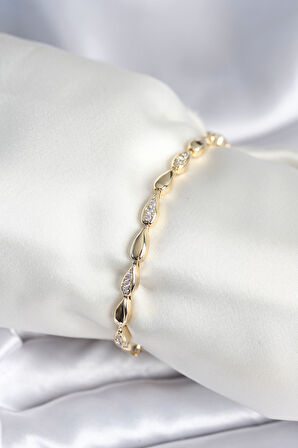 TUA MODA Pirinç Gold Renk Damla Model Kadın Bileklik