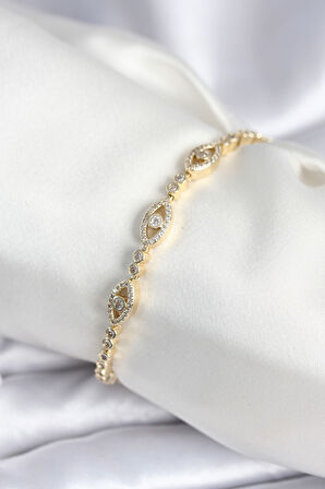 TUA MODA Pirinç Gold Renk Göz Model Kadın Bileklik