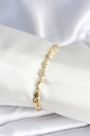 TUA MODA Pirinç Gold Renk Kadın Manifest Bileklik