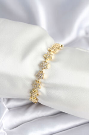 TUA MODA Pirinç Gold Renk Yıldız Model Kadın Bileklik