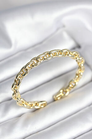 TUA MODA Zincir Model Gold Renk Pirinç Kadın Bileklik