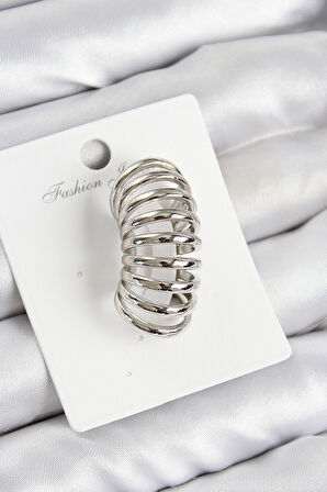 TUA MODA Pirinç Yay Model Gümüş Renk Sağ Kıkırdak Küpe