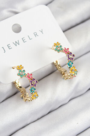 TUA MODA Pirinç Renkli Papatya Model Gold Renk Kadın Küpe