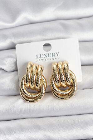 TUA MODA Gold Renk Halka Modelli Pirinç Kadın Küpe