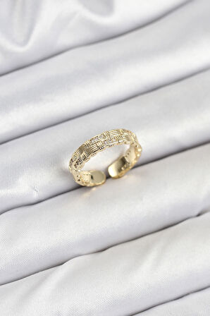 TUA MODA Pirinç Gold Renk Zirkon Taşlı Sırım Kadın Yüzük