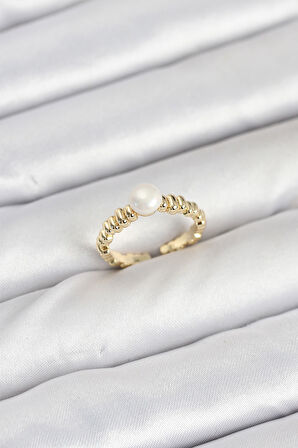 TUA MODA Pirinç Gold Renk Göbek İnci Model Kadın Yüzük