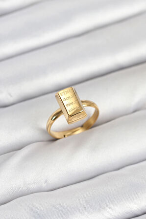 TUA MODA Pirinç Gold Renk Külçe Altın Model Kadın Yüzük