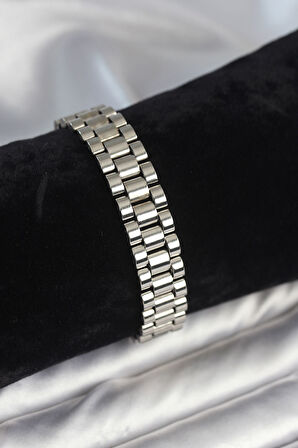 TUA MODA 316L Çelik Gümüş Renk 12 mm Kalınlık Erkek Bileklik