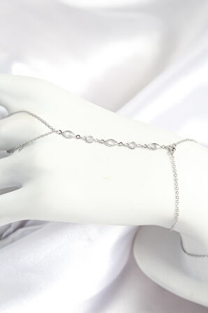 TUA MODA Pirinç Zirkon Taşlı Y Model Gümüş Renk Kadın Şahmeran