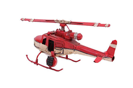 Helikopter Metal Vintage Dekoratif Masaüstü Biblo Hediyelik